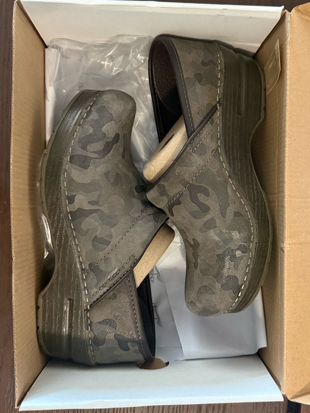 Dansko Women’s Olive Camo Slip-On Clogs